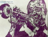 Louis Armstrong Purple GG &ndash 9&rdquo x 12&rdquo Colored Penc