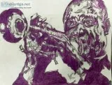 Louis Armstrong Purple GG &ndash 9&rdquo x 12&rdquo Colored Penc