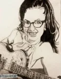 Lisa Loeb Playing Guitar GG &ndash 8&Prime x 11&Prime Black Penc