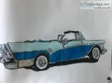 Old Blue Convertible GG &ndash 9&Prime x 12&Prime Colored Pencil