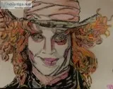 Johnny Depp Mad Hatter GG &ndash 8&rdquo x 11&rdquo Colored Penc