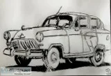 Old Ford Black and White Mustang &ndash 9&rdquo x 12&rdquo Charc