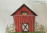 Autumn Fall Barn With Decor GG &ndash 9&rdquo x 12&rdquo Colored