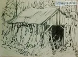 Old Black and White Country Barn 7 &ndash 9&rdquo x 12&rdquo Pen