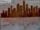 Dallas City Skyline 2 GG &ndash 8&Prime x 11&Prime Colored Penci