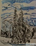 Winter Wonderland Ski Resort Art &ndash 9&rdquo x 12&rdquo Color