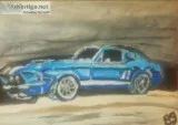Old Blue Mustang &ndash 9&Prime x 12&Prime Painting