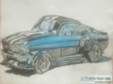 Old Blue GT 500 Car &ndash 9&Prime x 12&Prime Colored Pencil