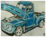 Old Blue Chevy Truck 1 &ndash 9&Prime x 12&Prime Colored Pencil