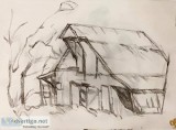 Old Autumn Fall Barn and Trees GG &ndash 9&Prime x 12&Prime Penc