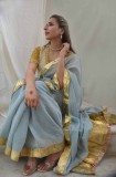 Grey gota saree