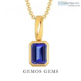 Tanzanite Antique Women Pendant Unique Gold Engraved Pendant Vin