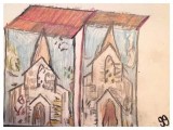 Old Church With Crosses 2 &ndash 9&Prime x 12&Prime Colored Penc