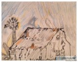 Country Windmill Barn Scene GG - 9" x 12" Colored Pencil