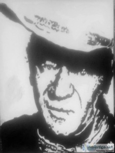 Actor John Wayne Black and White 2 GG - 8" x 11" Paintin