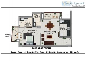 1BHK RESIDENTIAL FLAT FOR SALE IN GREEN LOTUS SAKSHAM