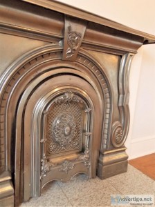 Antique Chromed Cast Iron Fireplace Mantel
