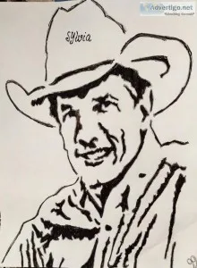 George Strait Black and White GG - 8&quot x 11&quot Art Pen