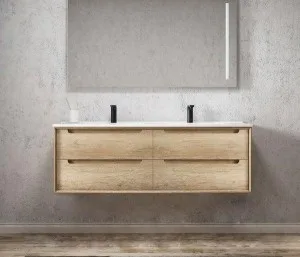 OTTI BYRON NATURAL OAK 1500MM X 460MM X 550MM WALL HUNG VANITY