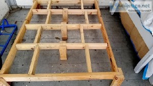 Full size platform wood bed frame