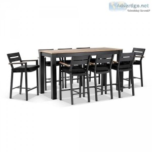 Buy Outdoor Balmoral 2m Bar Table With 8 Capri Bar Stools