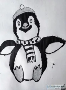 Black and White Penguin GG &ndash 8&Prime x 11&Prime Painting