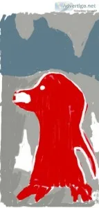 Cute Winter Red Penguin GG &ndash Painting