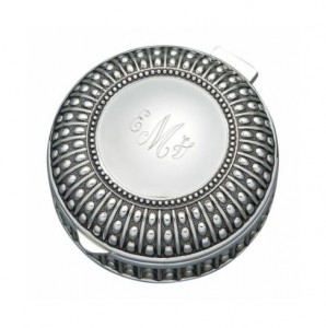 Personalized 3 diameter round jewelry box with beaded antique de