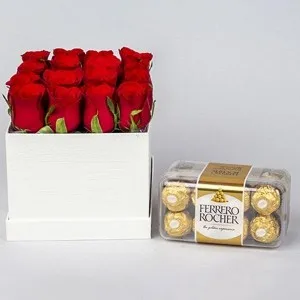 Beautiful Flower With Ferrero Rocher Box