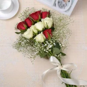 Bunch of Red And White Roses