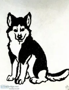Black and White Husky Mix GG - 8.5&quot x 11&quot Art Ink