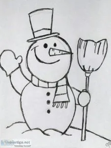 Black and White Winter Snowman GG - 8&quot x 11&quot Art Ink