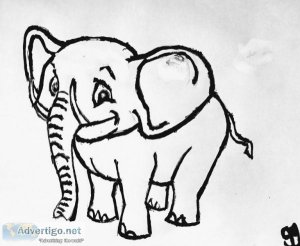 Black and White Elephant 2 GG &ndash 8&Prime x 11&Prime Painting