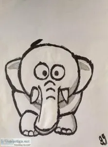 Black and White Elephant GG &ndash 8&Prime x 11&Prime Painting