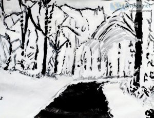 Winter Black and White View GG &ndash 8&Prime x 11&Prime Paintin