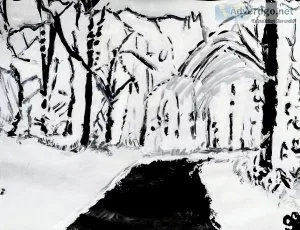 Winter Black and White View GG &ndash 8&Prime x 11&Prime Paintin