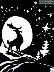 Black and White Winter Deer Scene GG &ndash 8.5&Prime x 11&Prime