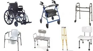Walker, rollator, shower chair, and wheelchairs