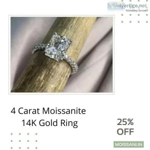 4ct radiant shape moissanite in 14 k in white gold rg042