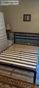 Full Sized Black Bed Frame and Mattress