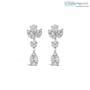 Buy 18K White Gold and Diamond Drop Earrings