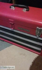 Craftsman 3 drawer tool box with various sockets and wrenches