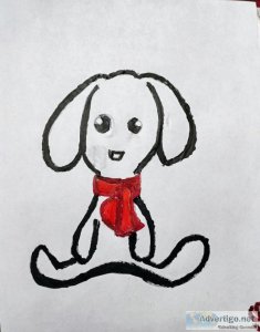 Cute Winter Dog With Bow GG &ndash 8.5&Prime x 11&Prime Painting