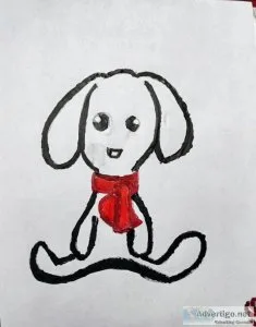 Cute Winter Dog With Bow GG &ndash 8.5&Prime x 11&Prime Painting