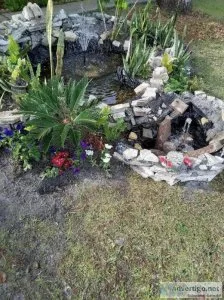 Backyard pond building and set-up.