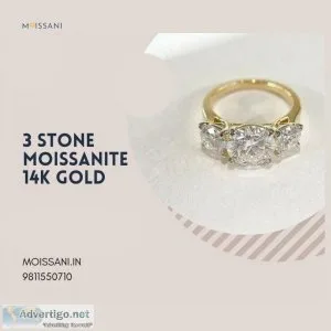 3 stone 120ct+075ct+075ct moissanite in 14 k in yellow gold rg03