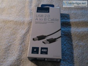 New in Box -Insignia USB 2.0 A to B - 6 foot cable &ndash 480 Mb