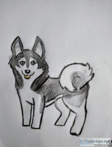 Colored Black and White Cute Winter Sled Dog GG &ndash 8.5&Prime