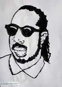 Black and White Stevie Wonder GG &ndash 8.5&Prime x 11&Prime Pai