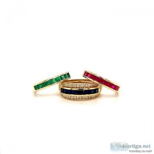 Buy Yellow Gold Gemstone and Diamond Rings Online at Best Prices